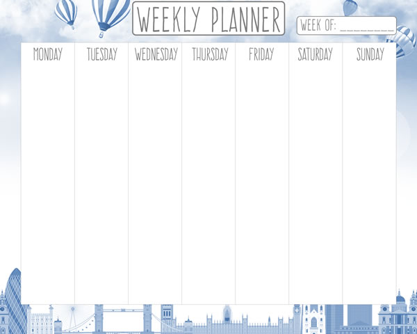 weekly planner set in London