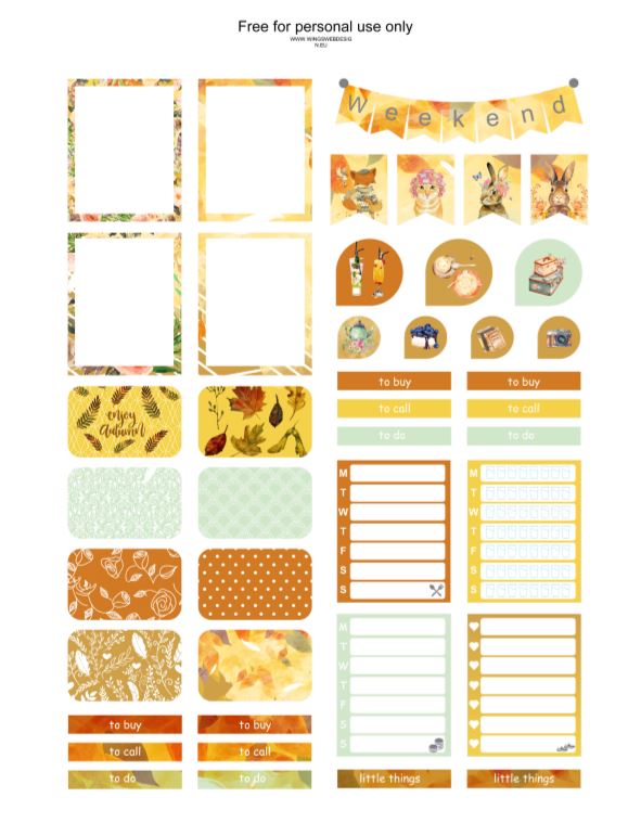 Printable Autumn Planner Stickers Eric Condren, A4 and US Letter Planner, Instant Download