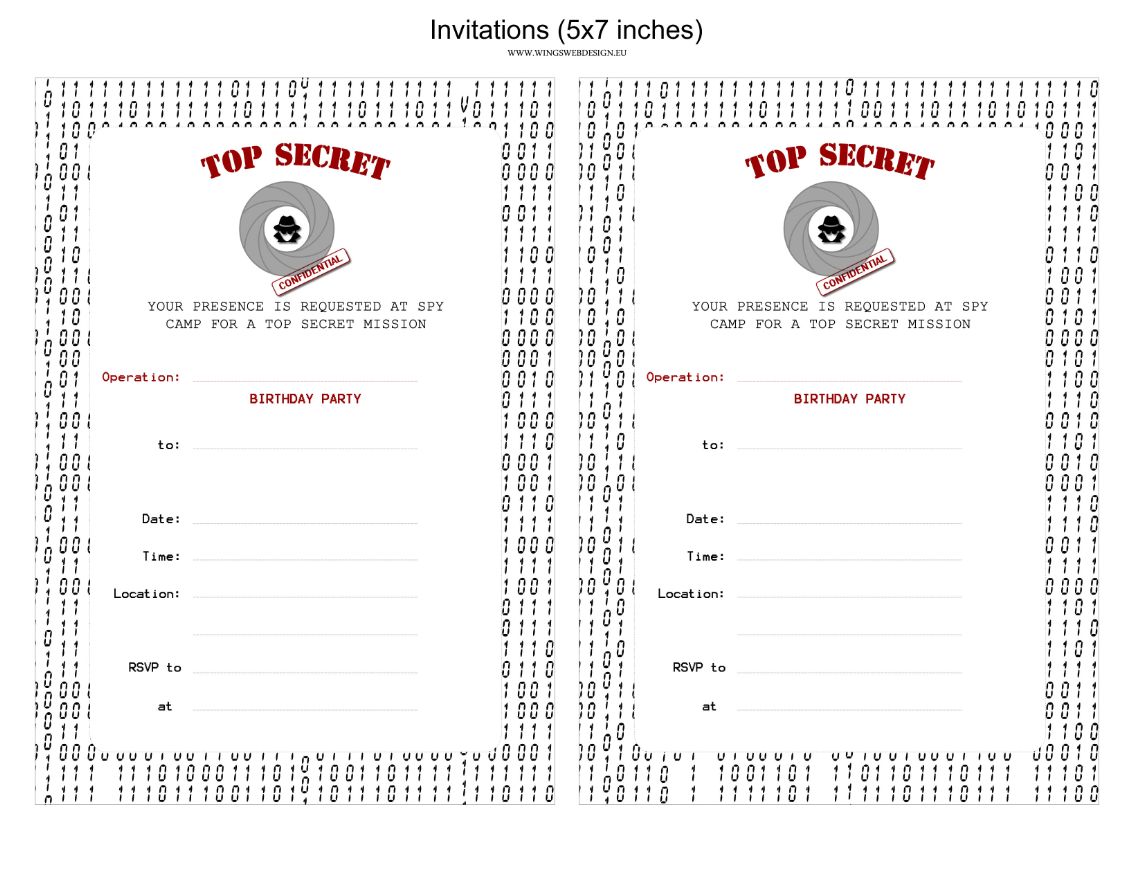 Spy Secret Agent Invitation