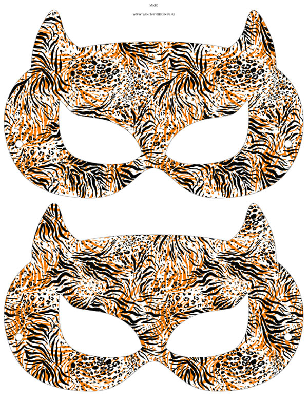 Tiger Printable Masks, masquerade, party, Diy paper, kids, props || 8x10 inches (HD pdf)